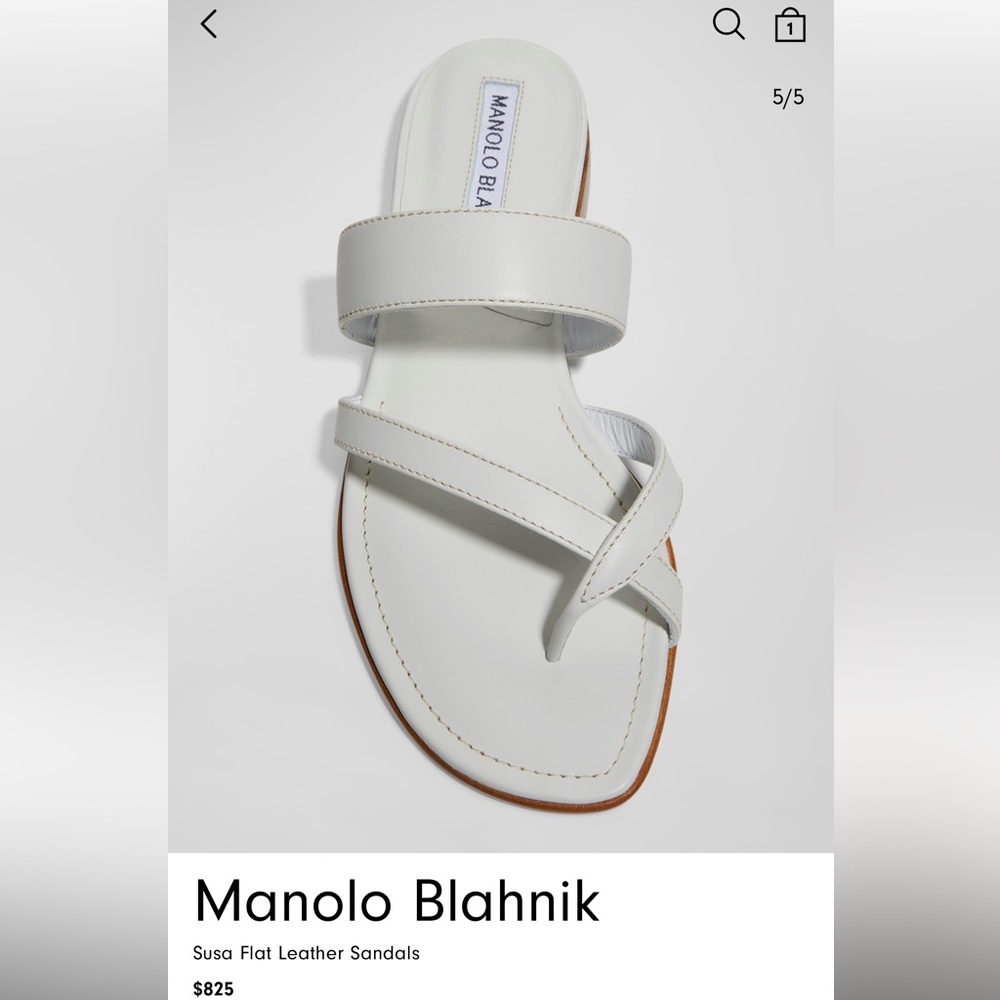 Manolo Blahnik Susa White Leather Sandals